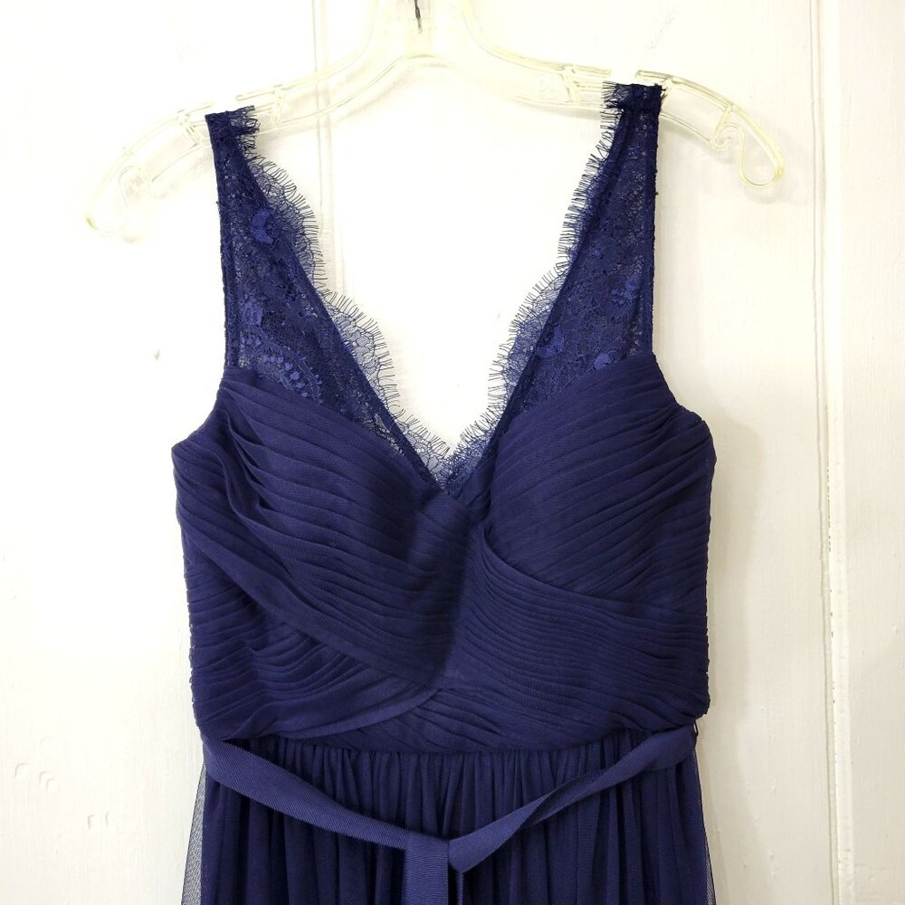 Hitherto Navy Blue Lace Gown - Picture 2 of 9